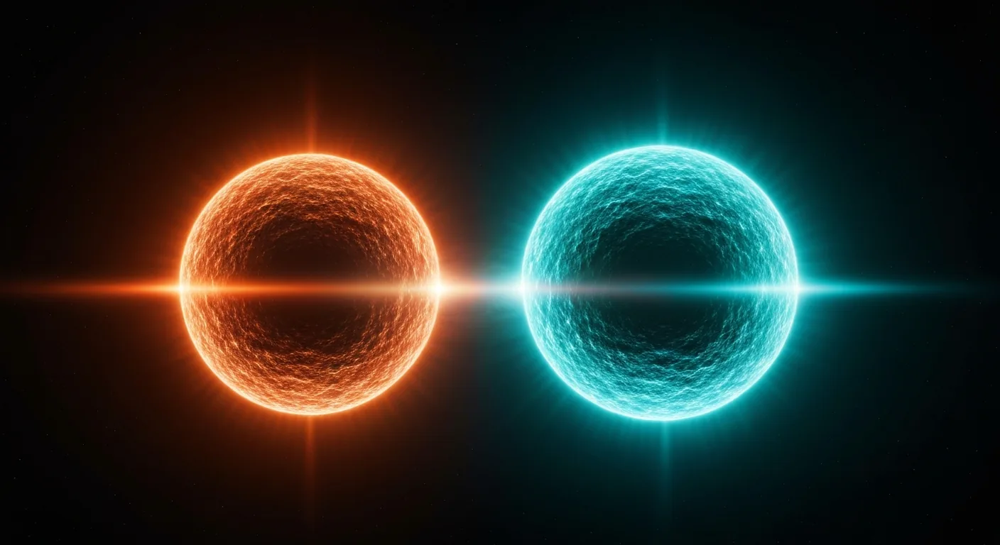 Two glowing energy spheres in amber and cyan facing each other — Claude Code vs Cursor illustration