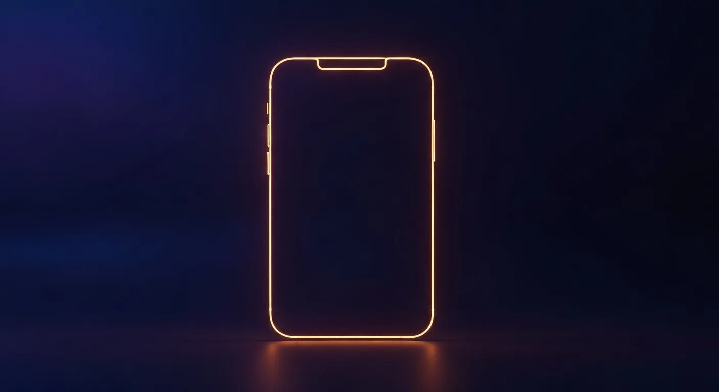 琥珀色光线勾勒的手机轮廓——iPhone 应用获取门槛示意图