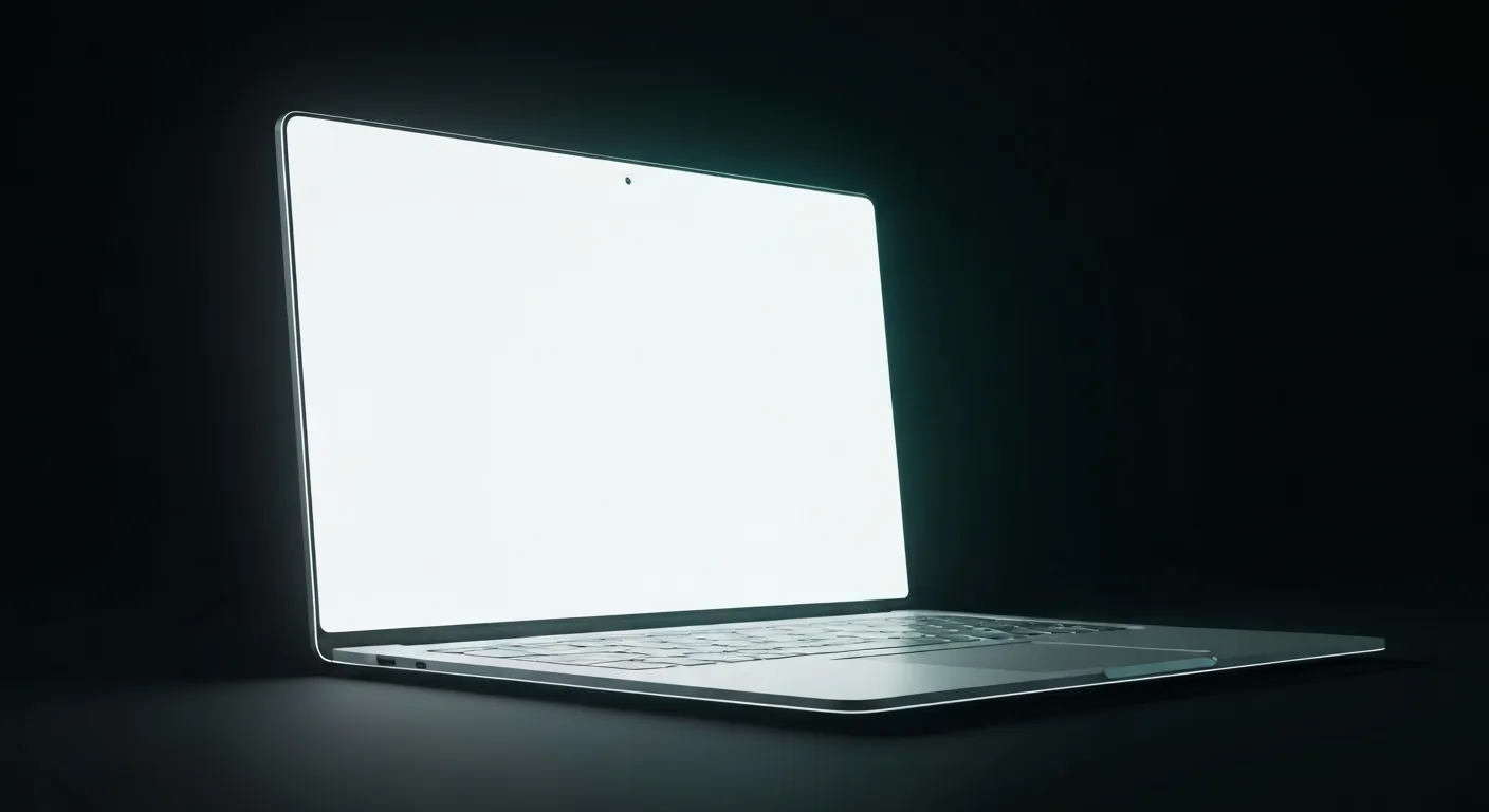 深色背景中发光的笔记本电脑轮廓——Mac VPN 示意图